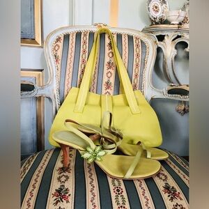 Green Pistachios Leather Women's Bag with Sandals
